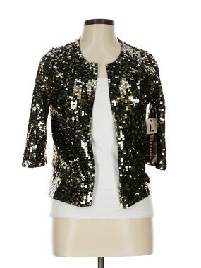 525 America Sequin open style cardigan with Green and Gold